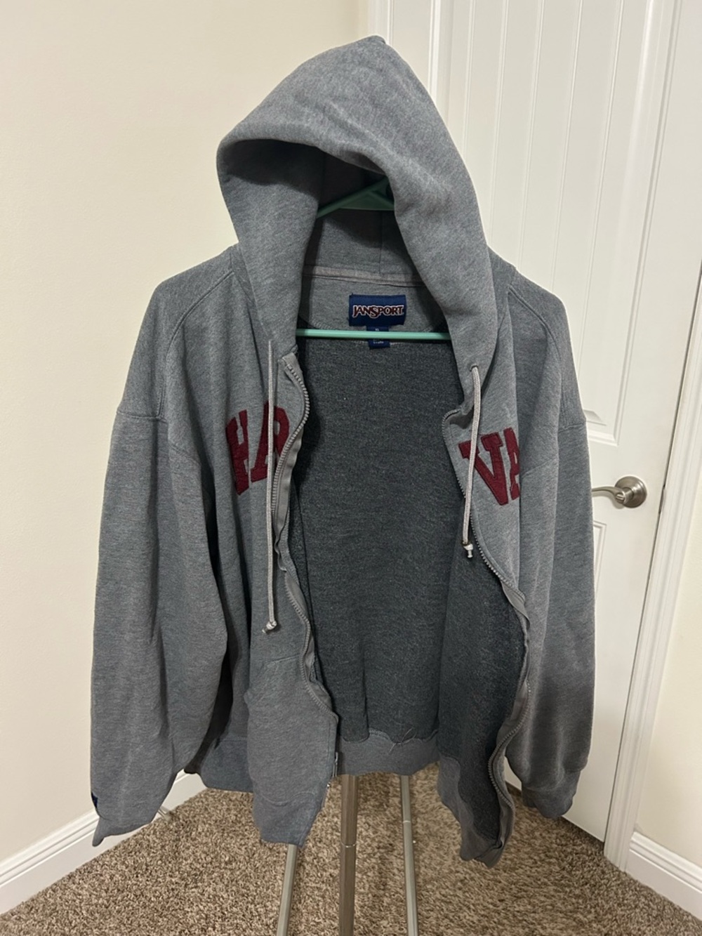 Jansport Gray Hoodie with Navy and Red Logo